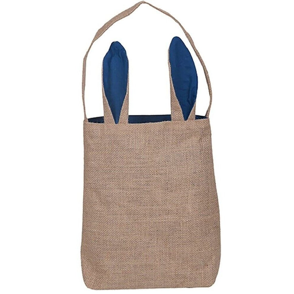 Easter Egg Hunt Basket Bag - Bunny Rabbit Navy Blue Ear Design Reusable Book Bag