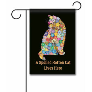 A Spoiled Rotten Cat Lives Here Double Sided Garden Flag Colorful Yard Decor