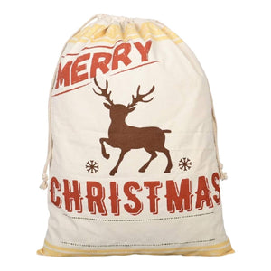 Reindeer Christmas Bag Santa Claus Sack Cotton XMAS Childrens Gift Bags