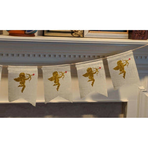 Cupid Burlap Banner Mantle Garland Valentine's Day Engagement Prop Decor