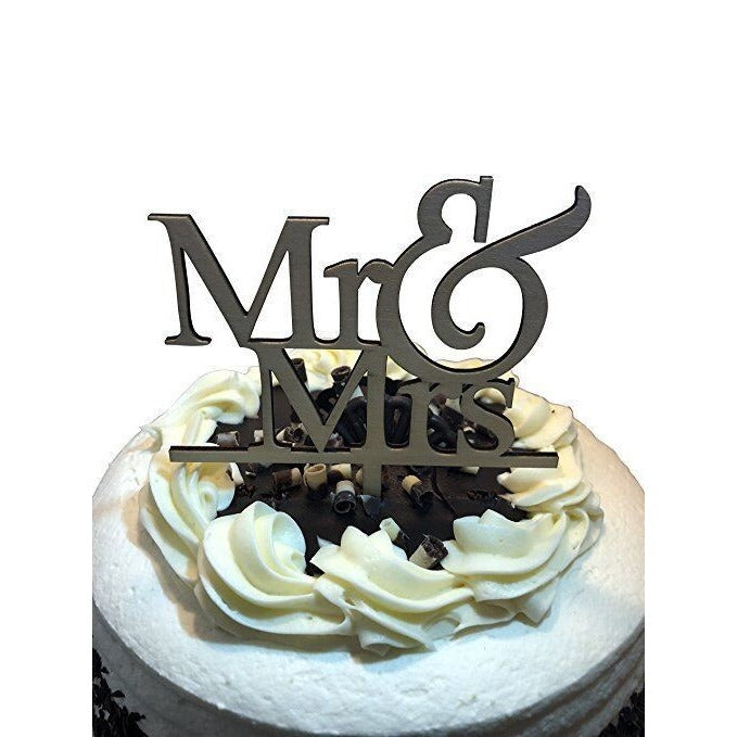 Mr and Mrs Wedding Cake Topper -Mr & Mrs Cake Pick Wooden Decoration