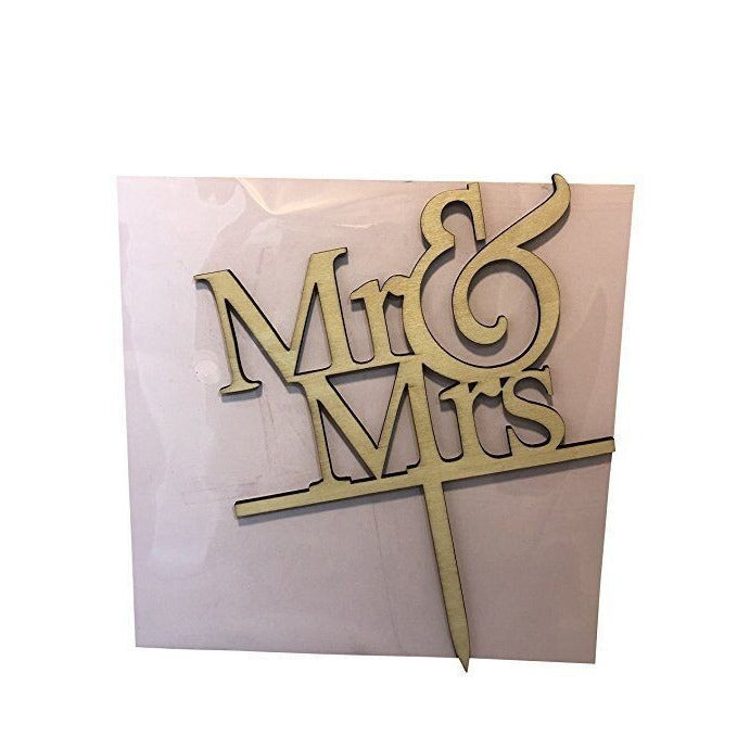 Mr and Mrs Wedding Cake Topper -Mr & Mrs Cake Pick Wooden Decoration