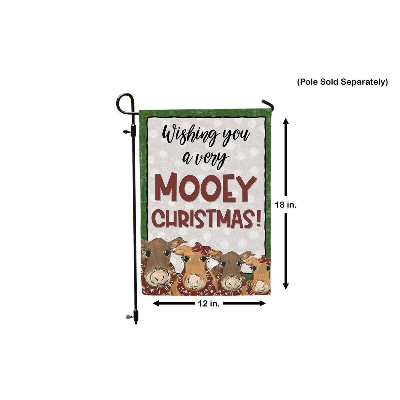 MOOEY CHRISTMAS Garden Flag Cows Double Sided Yard Decor Adorable Cow Gift New