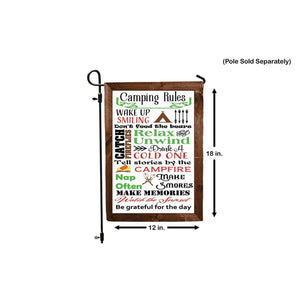 CAMPING RULES Theme Double Sided Garden Flag - Camper Subway Tile Word Art