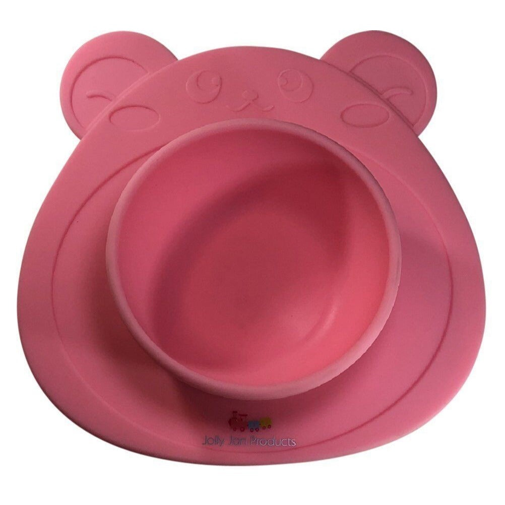 Non Slip Smooth PINK Bear Bowl Silicone Placemat for Children Infants Pets NEW