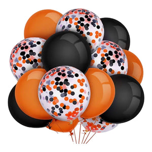 Orange and Black Confetti Filled Balloon Set 18" - Halloween & Birthday 5 Confetti Filled 10 Solid