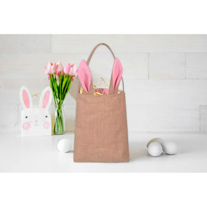 Easter Egg Hunt Basket Bag Bunny Rabbit Pink Ears Design Reusable Gift Bag NEW