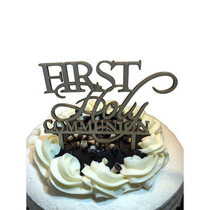 FIRST HOLY COMMUNION Cake Topper - Church Celebration Cake Pick Supplies Wooden