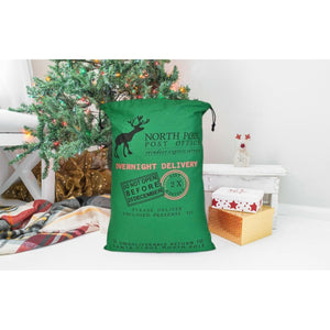 Green Christmas Bag Santa Claus Sack Reindeer Cotton XMAS Childrens Gift Bags