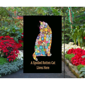A Spoiled Rotten Cat Lives Here Double Sided Garden Flag Colorful Yard Decor