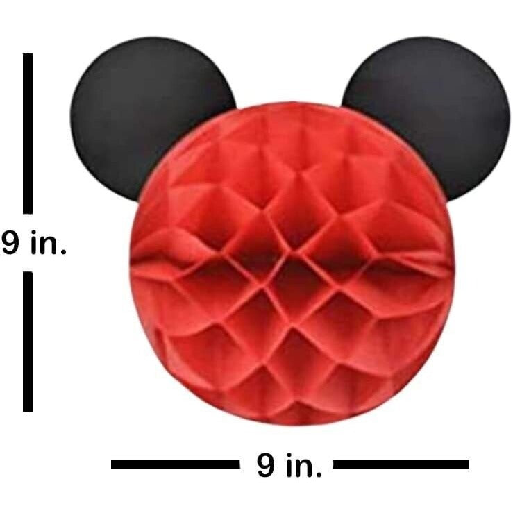 Mickey Birthday Party Theme Decorations 6 Mickey Mouse Honeycomb Balls Red Black