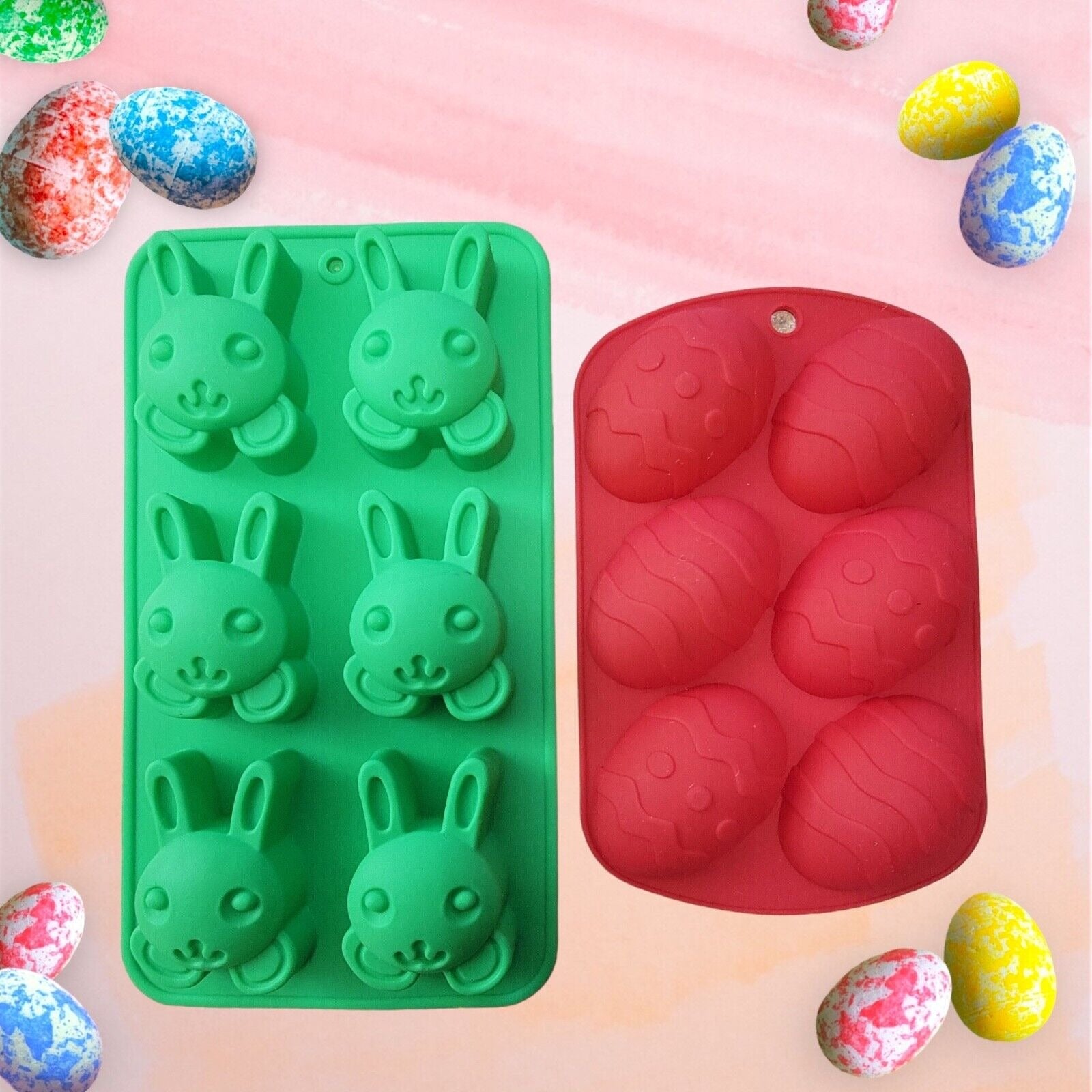 Easter Silicone Molds Rabbit and Egg Shaped Set of 2 Soap Mold DIY Bath Bombs New