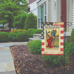 WE REMEMBER Vintage Memorial Day Postcard Double Sided Patriotic Garden Flag NEW