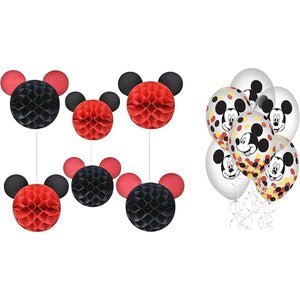 Mickey Party Confetti Balloons & 6 Mickey Mouse Honeycomb Balls Red Black NEW