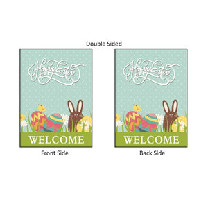 Happy Easter Garden Flag WELCOME Double Sided Brown Bunny Chick Design 12 x 18