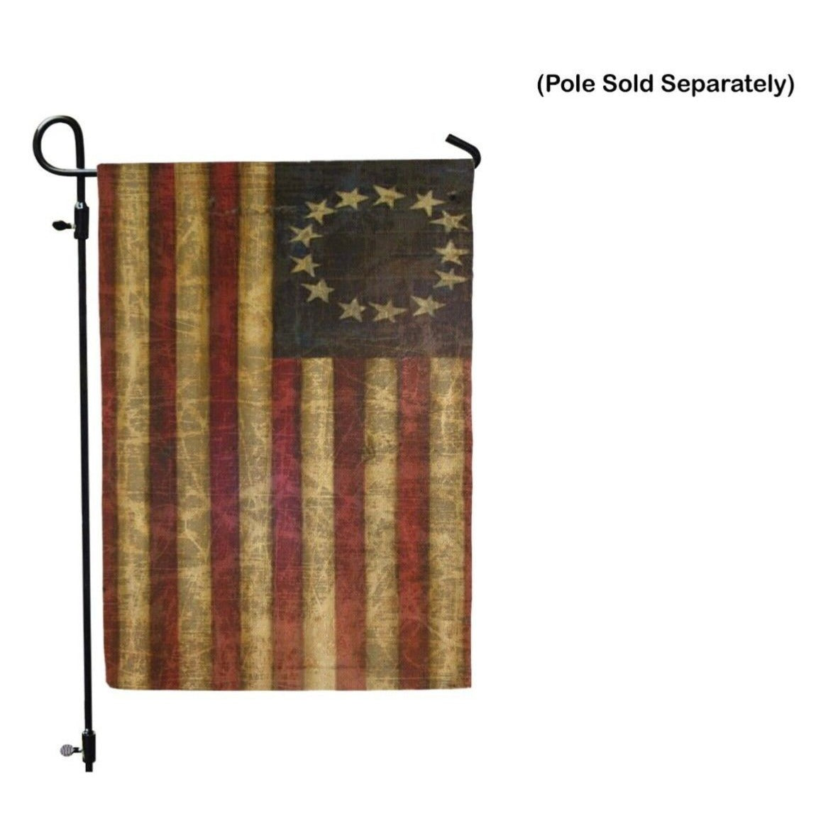 Betsy Ross Primitive Grunge 13 Star American Garden Flag  Double Sided 13 Stars