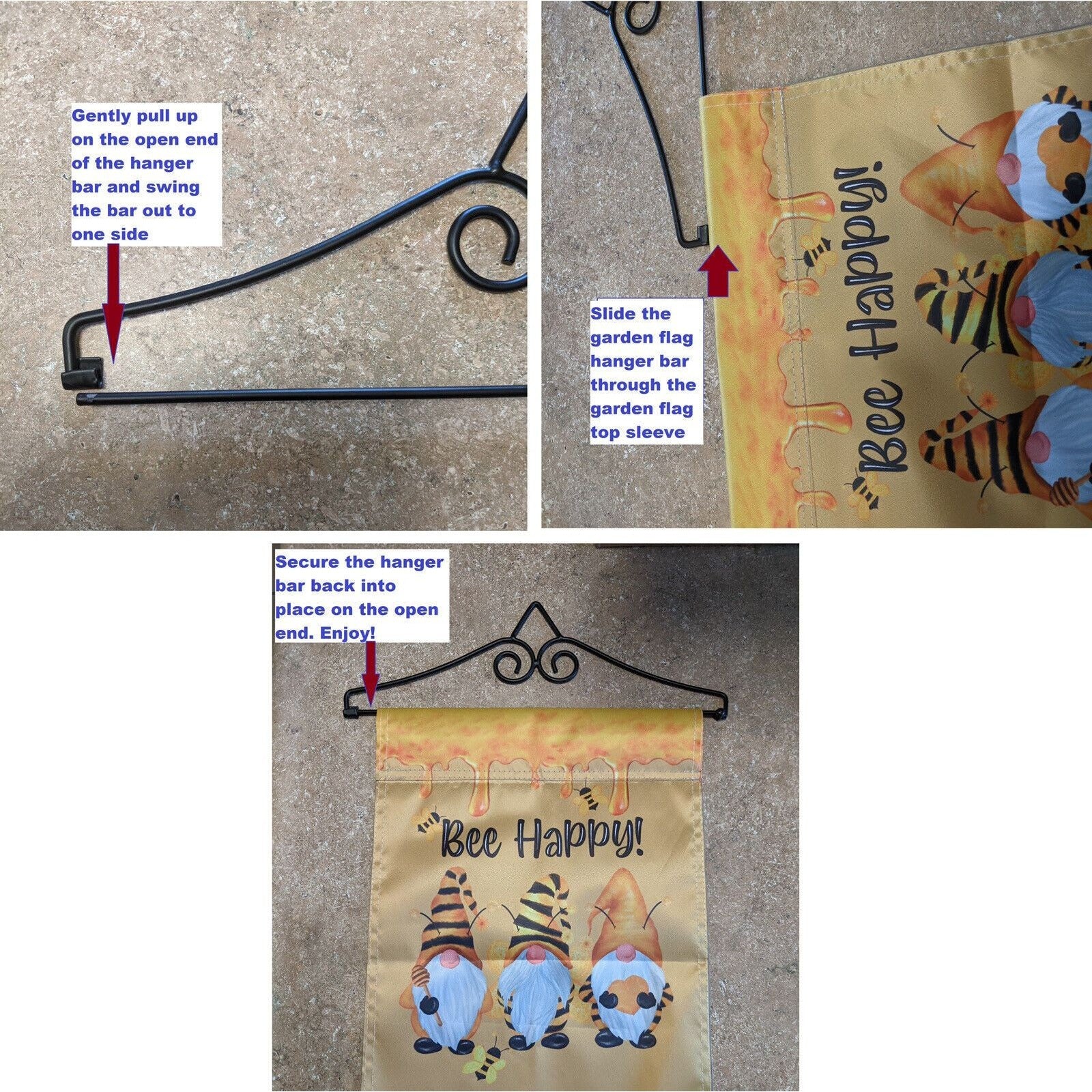 Garden Flag Metal Hanger - Display Garden Flags On Wall Door Fence Window Gate Mailbox Post