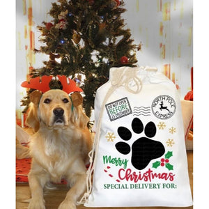 Pet Christmas Drawstring Bag Santa Sack - Reusable Gift Christmas Bag for Dogs