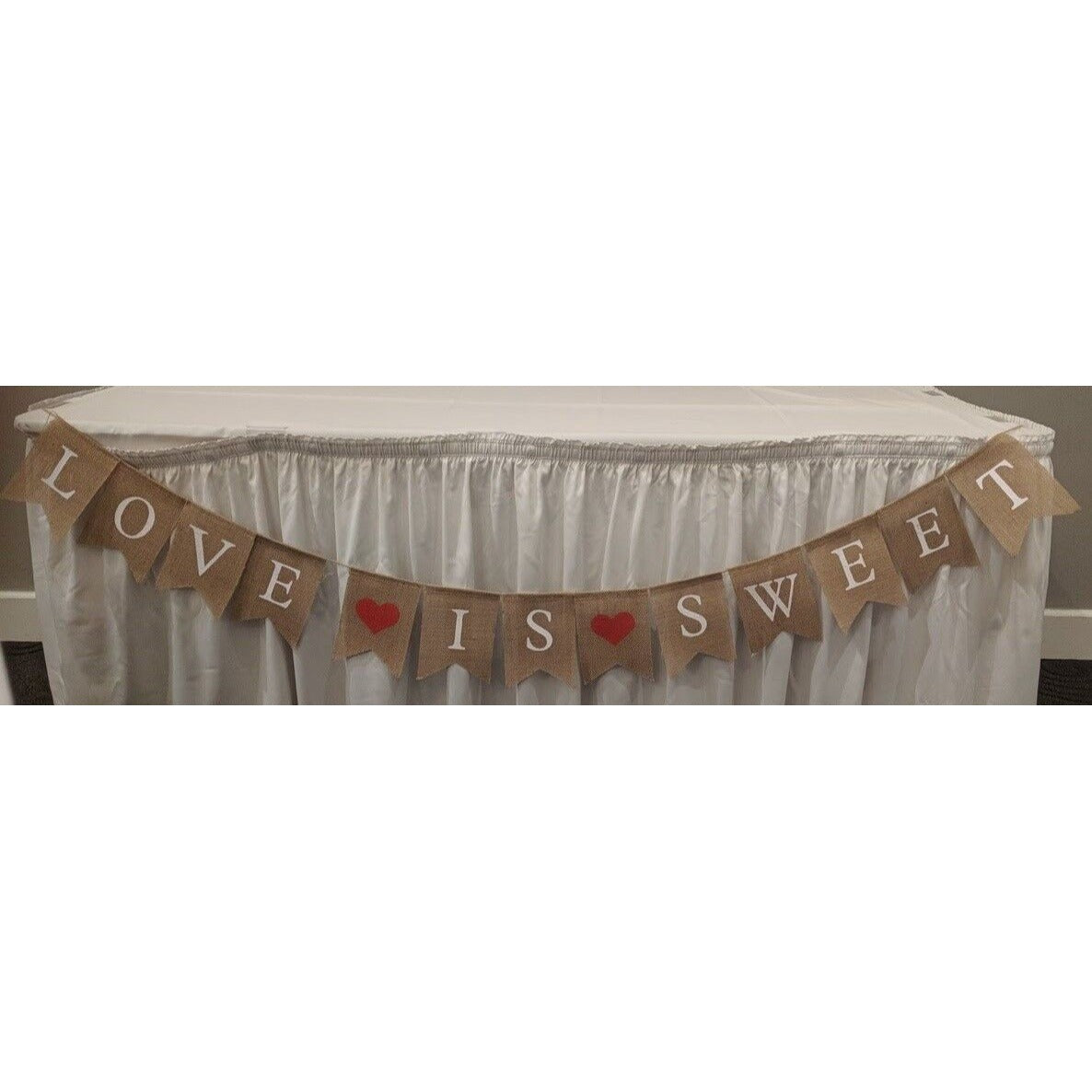 Love is Sweet Burlap Banner - Valentine's Day Engagement Wedding Reception Bride