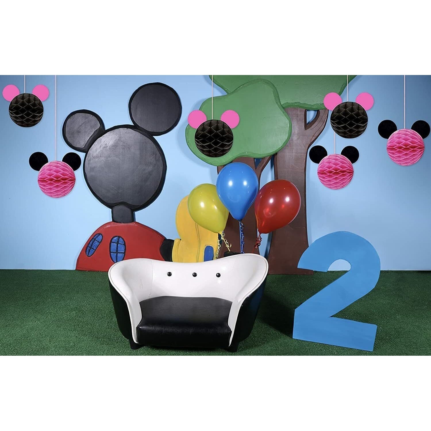 Minnie Birthday Party Theme Decorations  6 Minnie Mouse Honeycomb Balls Pink Black