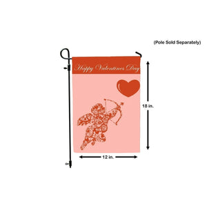 Happy Valentines Day Garden Flag - Double Sided Yard Decoration Cupid & Heart NEW