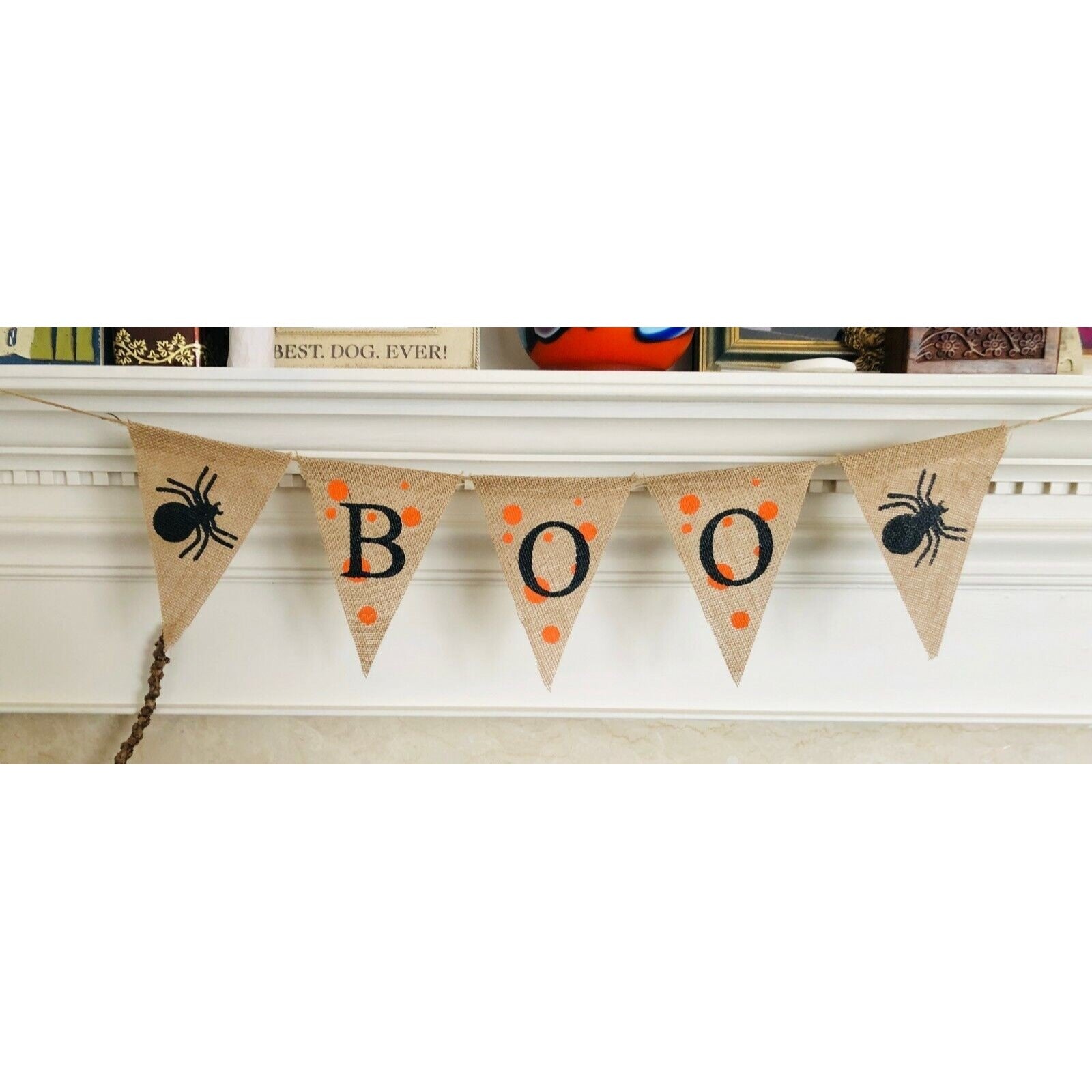 BOO Burlap Garland Banner - Halloween Trick or Treat Trunk o Treat Bunting Decor