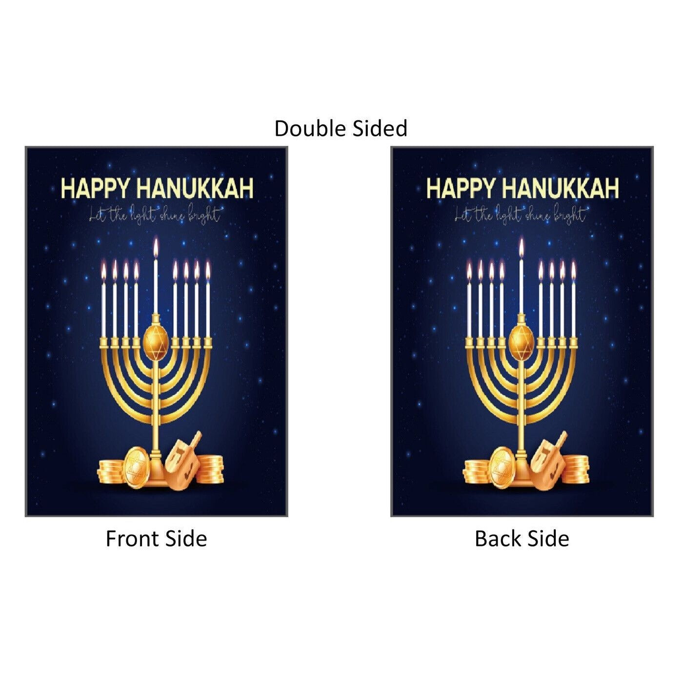 Happy Hanukkah Garden Flag 2 Sided Double Side Let the Light Shine Bright NEW