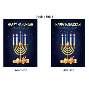 Happy Hanukkah Garden Flag 2 Sided Double Side Let the Light Shine Bright NEW