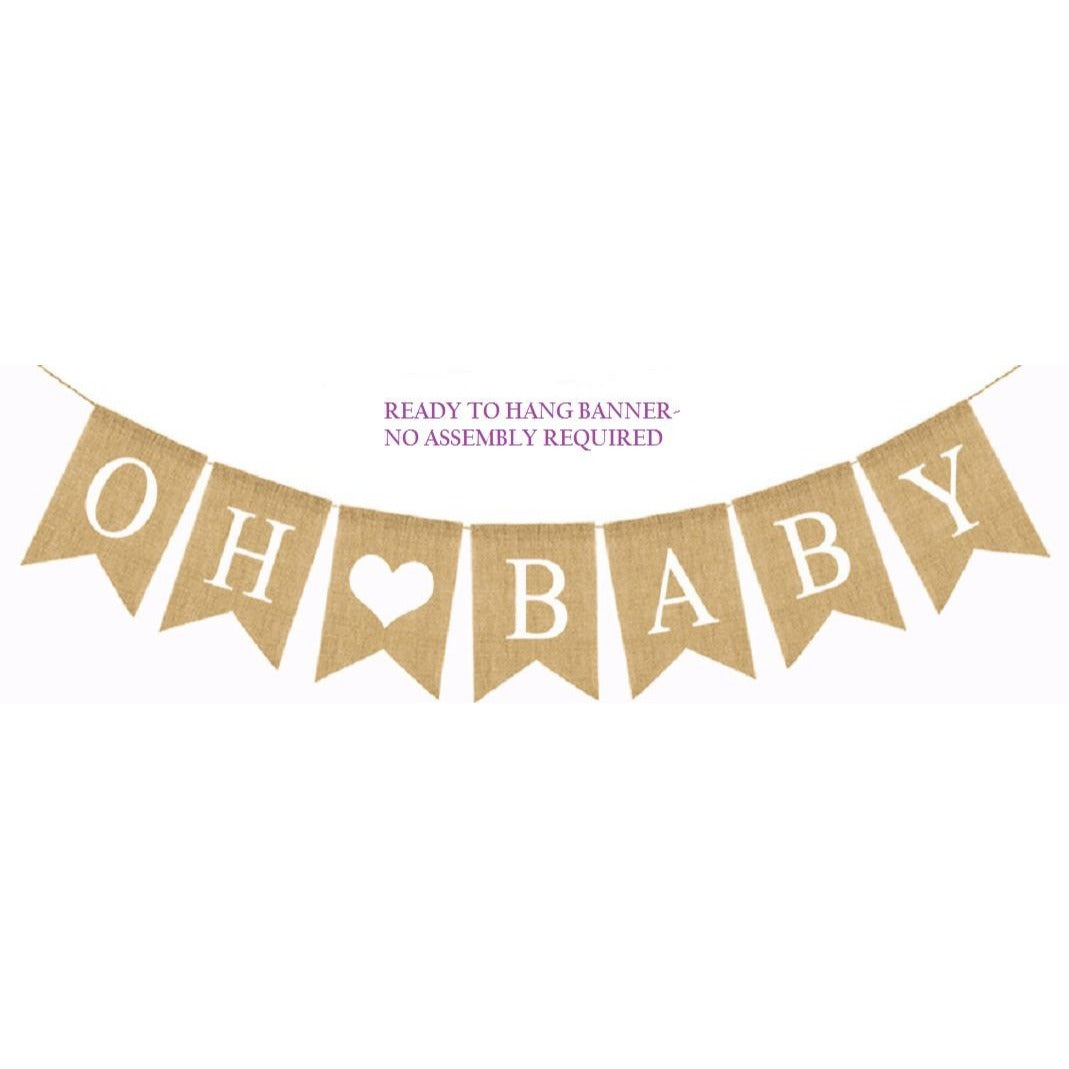 Oh Baby Burlap Banner Garland 6 It's A Boy Blue Baby Shower Party Balloons NEW