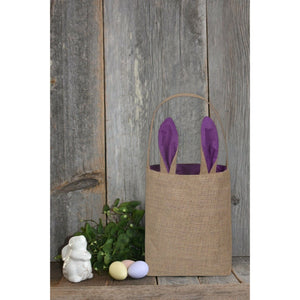 Easter Egg Hunt Basket Bag - Purple Bunny Rabbit Ear Design Reusable Gift Bag