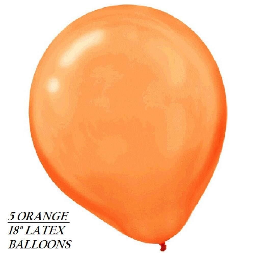 Orange and Black Confetti Filled Balloon Set 18" - Halloween & Birthday 5 Confetti Filled 10 Solid