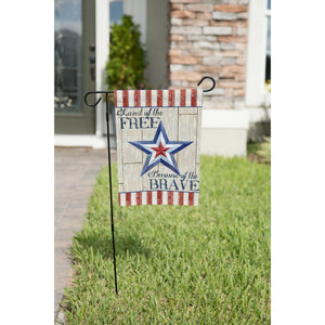 Land of the Free Because of the Brave Garden Flag 4th of July Patriotic Military