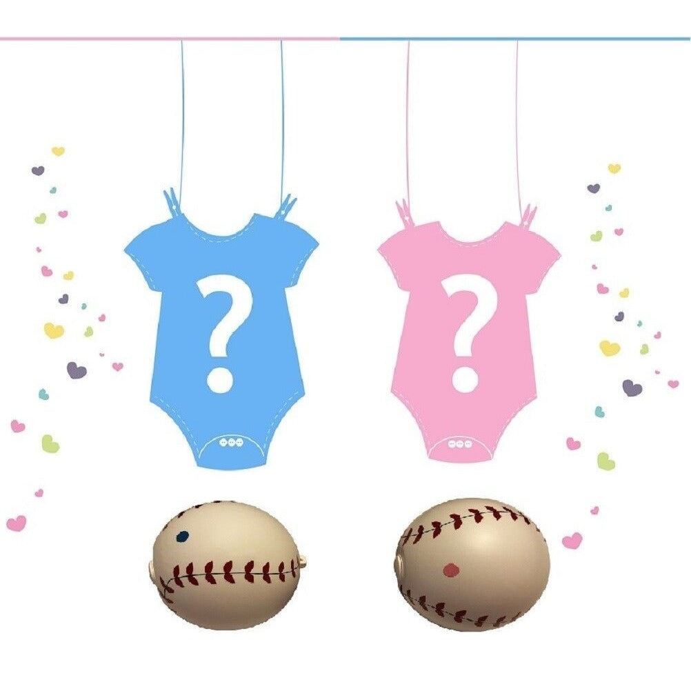 Gender Reveal Baseball Set One Pink & 1 Blue Powder Ball Pre-Filled Boy or Girl