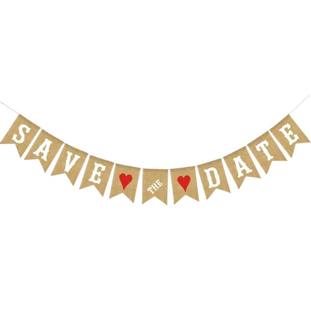 SAVE THE DATE Burlap Garland Engagement Wedding Banner Photo and Party Decorations