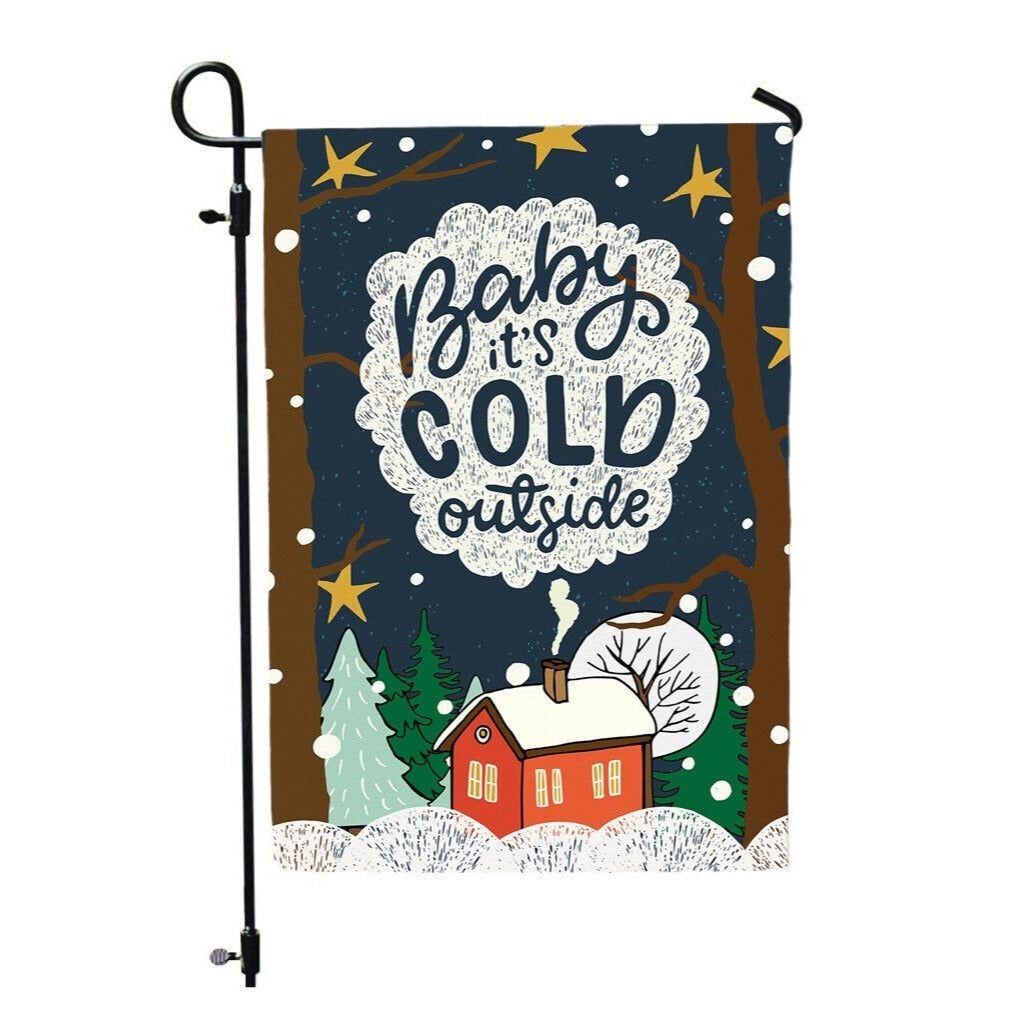 BABY ITS COLD OUTSIDE Double 2 Sided Winter Garden Flag Yard Decoration NEW