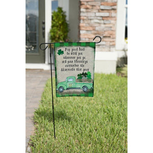 St Patrick's Day Garden Flag Irish Blessing on Green Plaid & Shamrock Truck NEW