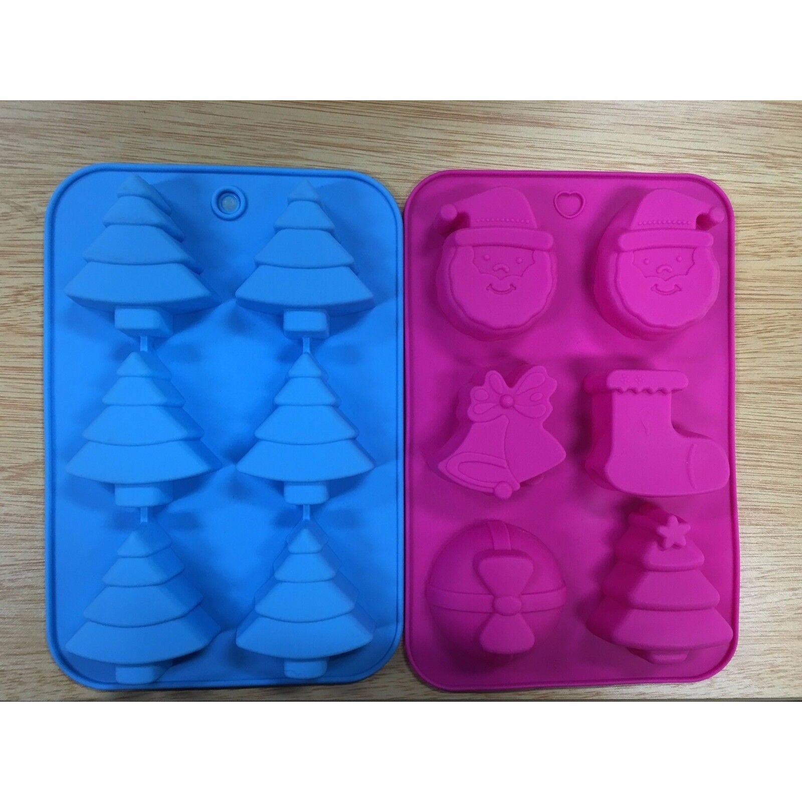 Christmas Soap Molds Cake Bath Bomb Fizzes DIY Xmas Set of 2 Silicone NEW