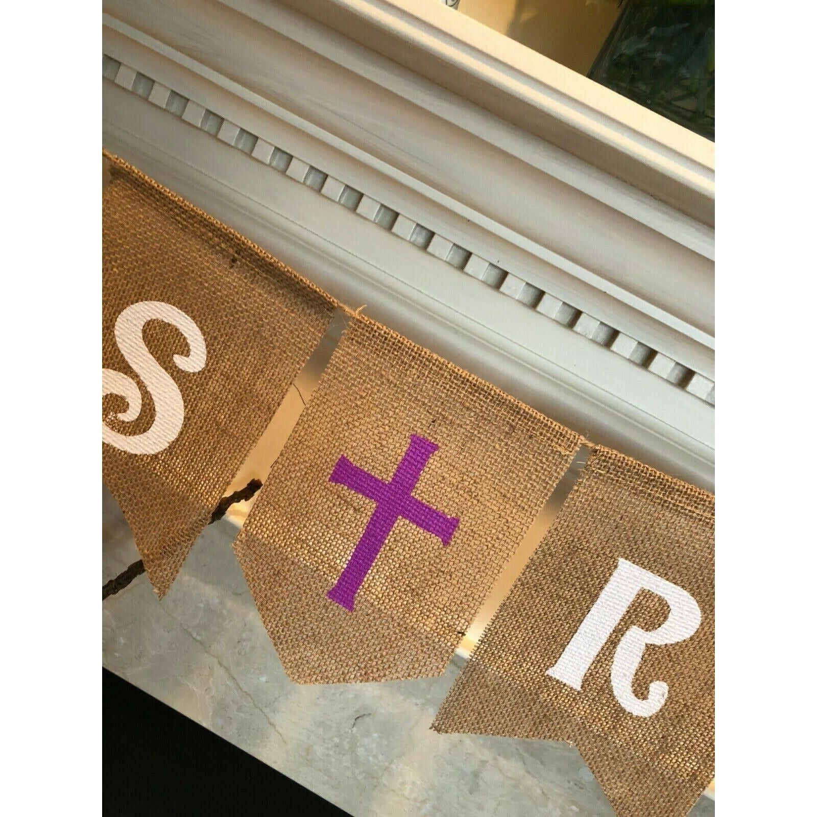 HE IS RISEN Burlap Garland Easter Banner Party Hanging Decorations Supplies NEW