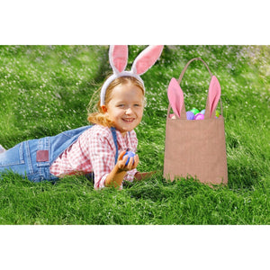 Easter Egg Hunt Basket Bag Bunny Rabbit Pink Ears Design Reusable Gift Bag NEW