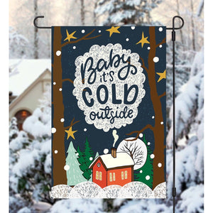 BABY ITS COLD OUTSIDE Double 2 Sided Winter Garden Flag Yard Decoration NEW