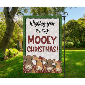 MOOEY CHRISTMAS Garden Flag Cows Double Sided Yard Decor Adorable Cow Gift New