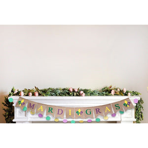 MARDI GRAS Burlap Garland Holiday Banner Circle Hanging Decorations Party Supplies