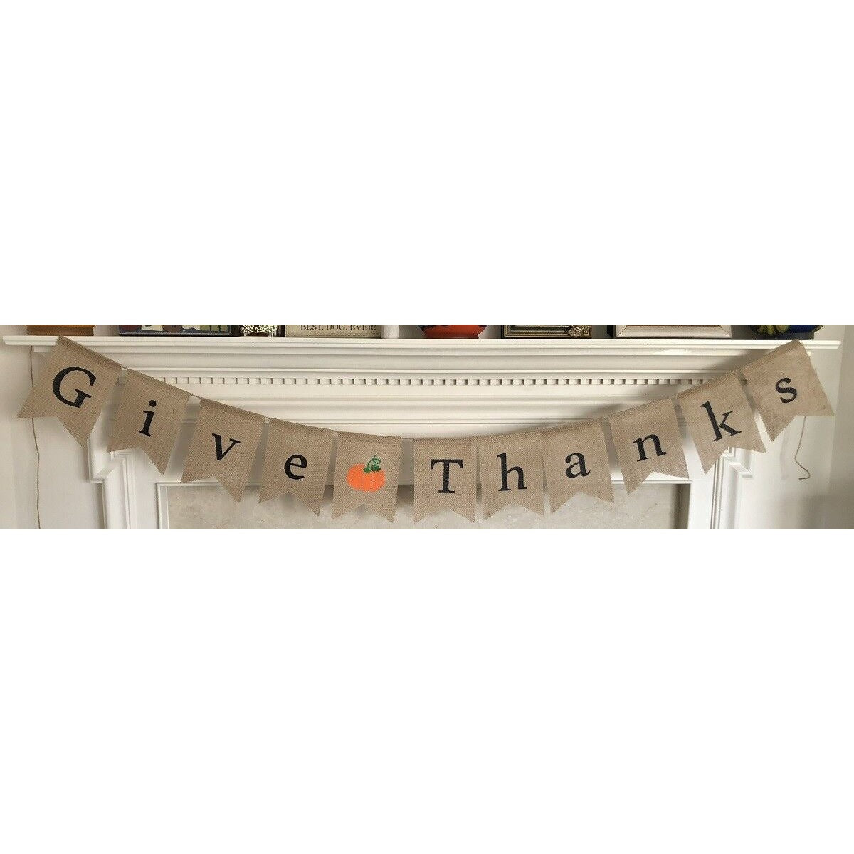 GIVE THANKS Burlap Garland Thanksgiving Banner Party Hanging Decoration Supplies