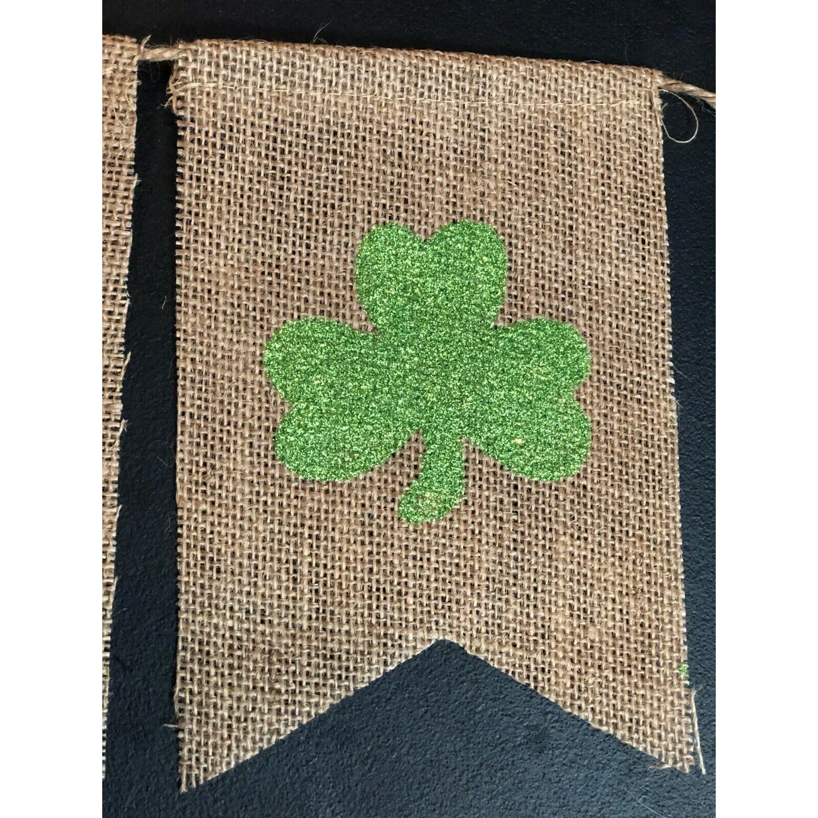 Shamrock Burlap Garland Banner Glitter Green St Patrick's Day Party Decorations