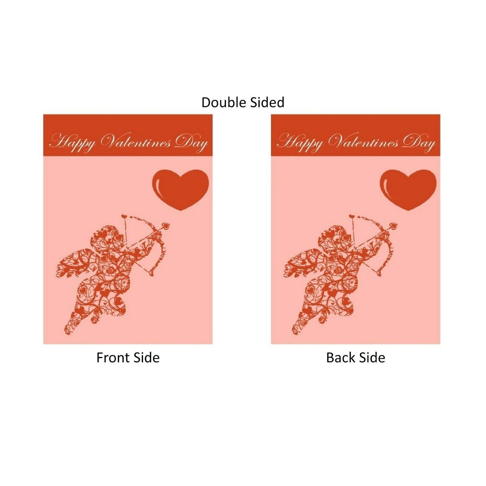 Happy Valentines Day Garden Flag - Double Sided Yard Decoration Cupid & Heart NEW