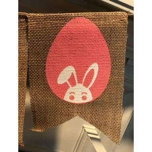 EASTER BANNER Burlap Bunny Rabbit Garland Egg Party Hanging Decoration Decor NEW