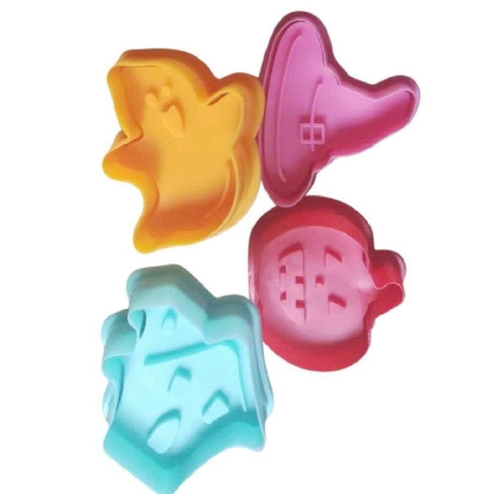 MINI Bite Size Cookie Cutters 4 Piece set Halloween Plunger Molds Stampers NEW