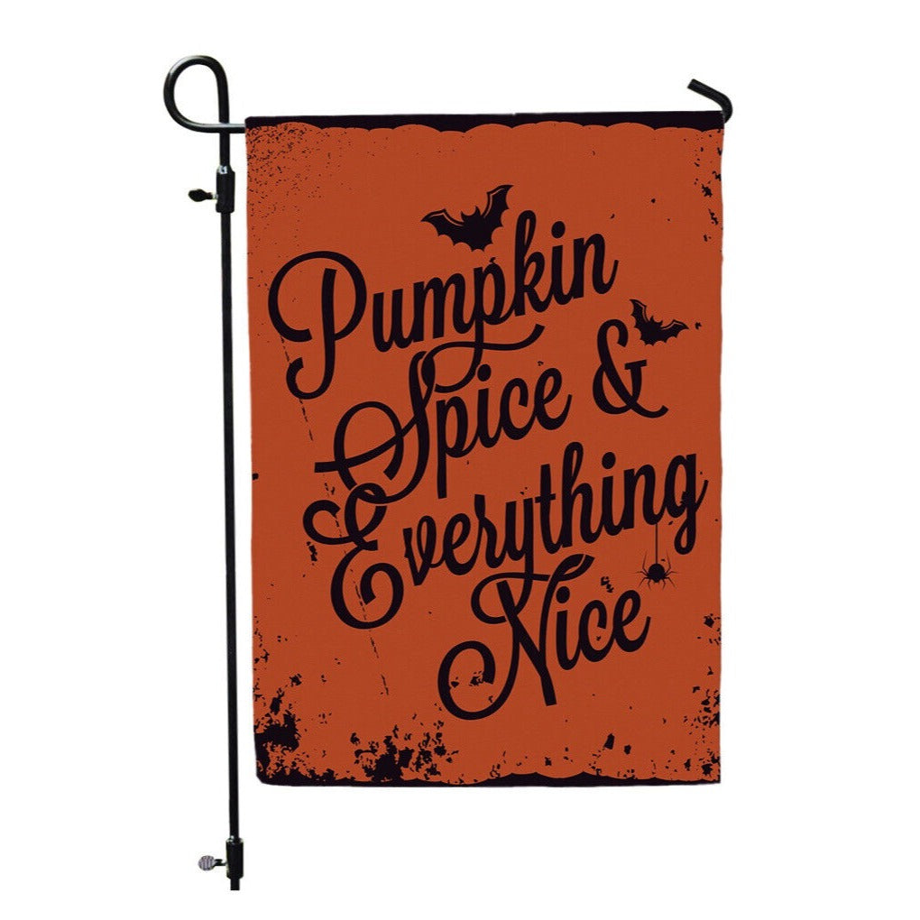 Pumpkin Spice and Everything Nice Flag ~ Double Sided Halloween Garden Flag Spooky Bats