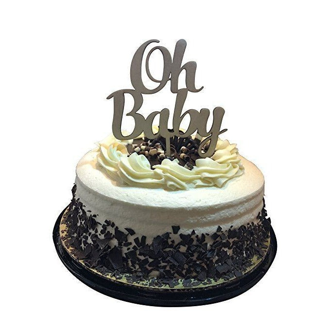 OH BABY Cake Topper Baby Shower Cake Decorating Pick Supplies Wooden