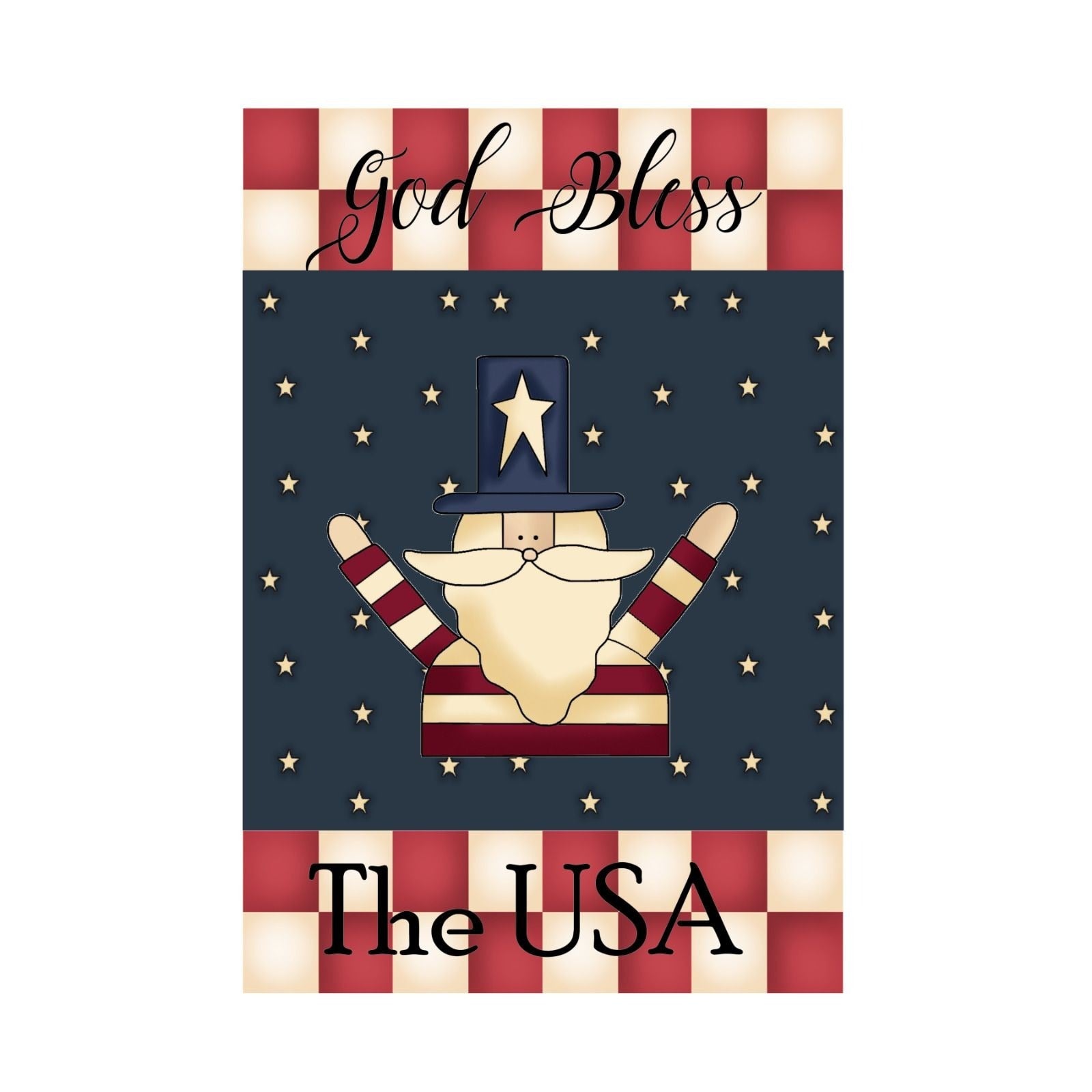 GOD BLESS THE USA Uncle Sam Prim Double Sided Patriotic Garden Flag 4th of July